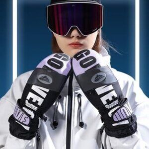 Winter Ski Purple Mittens